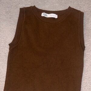 Zara Chocolate Brown Knit Tank
